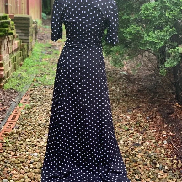 Black and White Polka Dot Wrap Maxi Dress - Picture 3 of 4